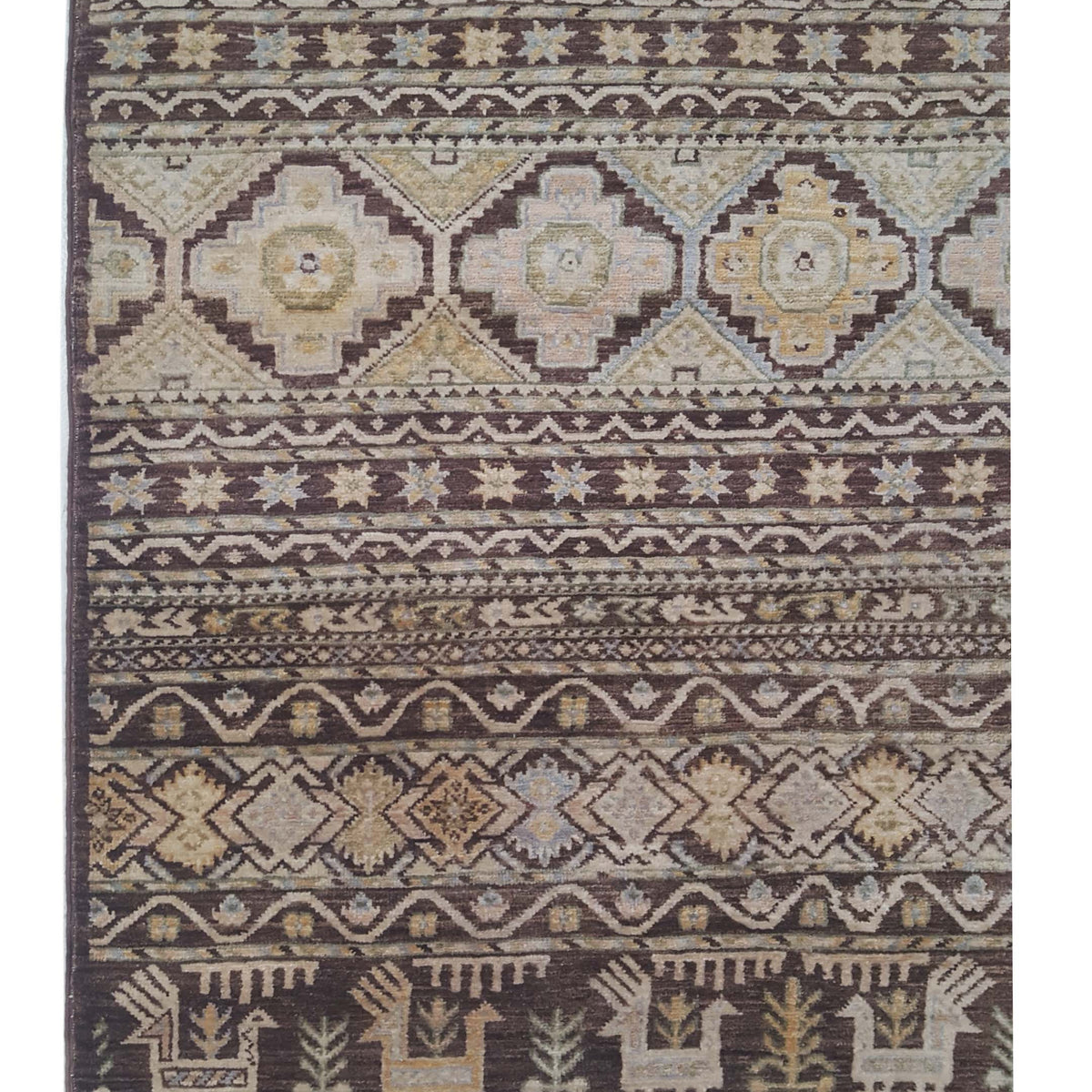 Pacific Khorgeen 42919 Chocolate Beige Traditional Hand Knotted Rug