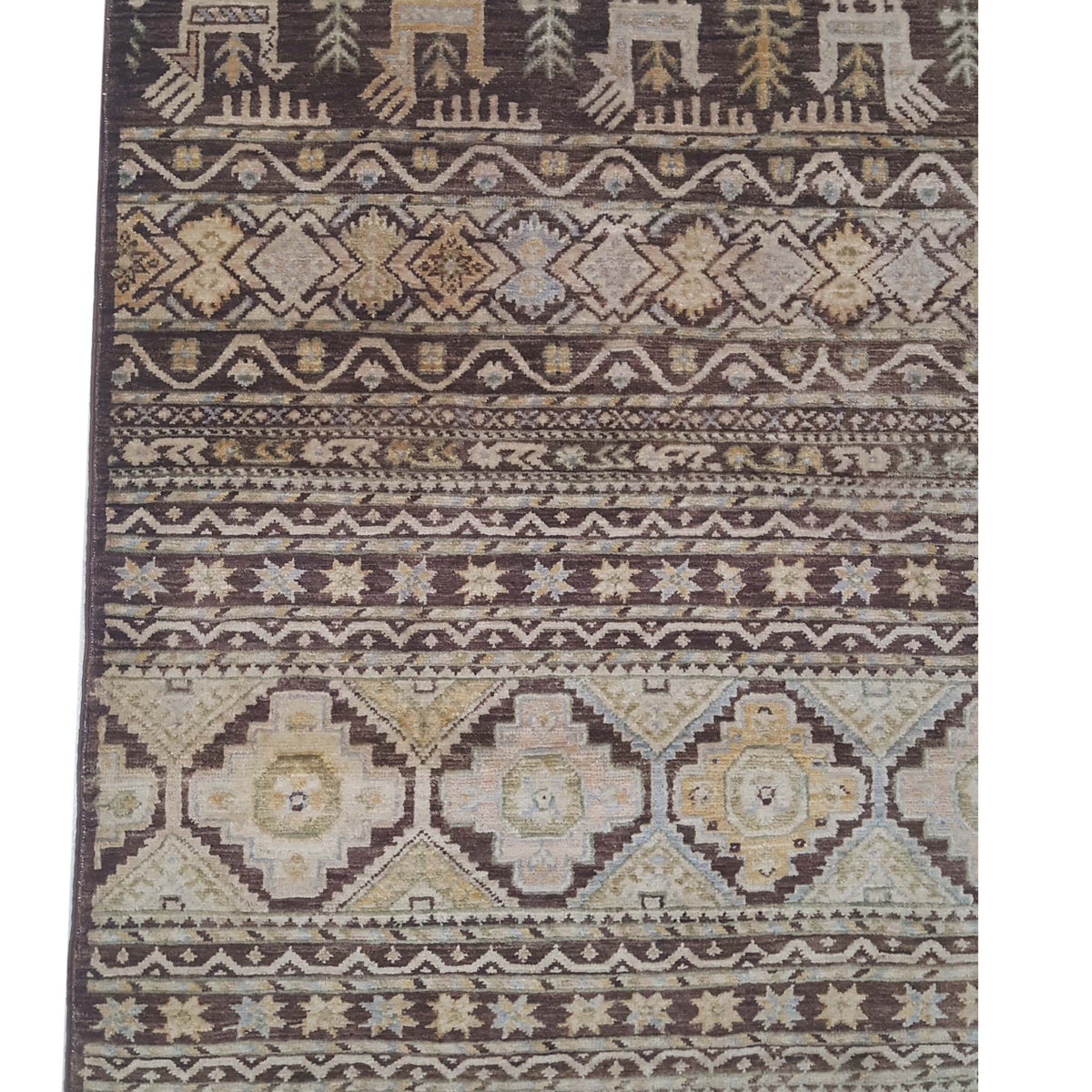 Pacific Khorgeen 42919 Chocolate Beige Traditional Hand Knotted Rug