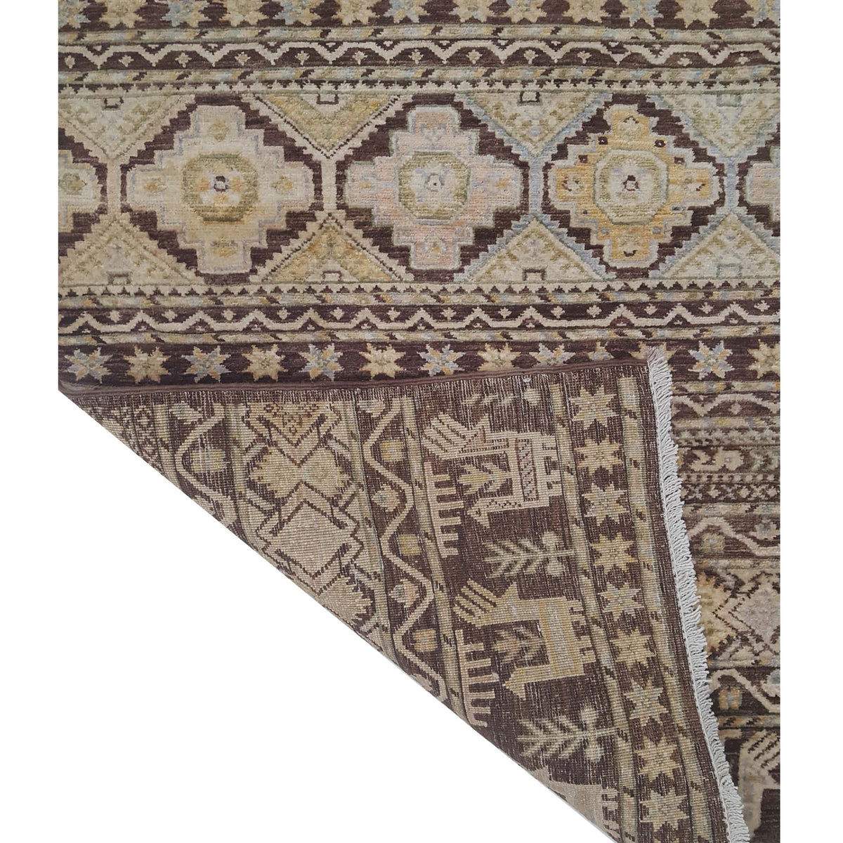 Pacific Khorgeen 42919 Chocolate Beige Traditional Hand Knotted Rug