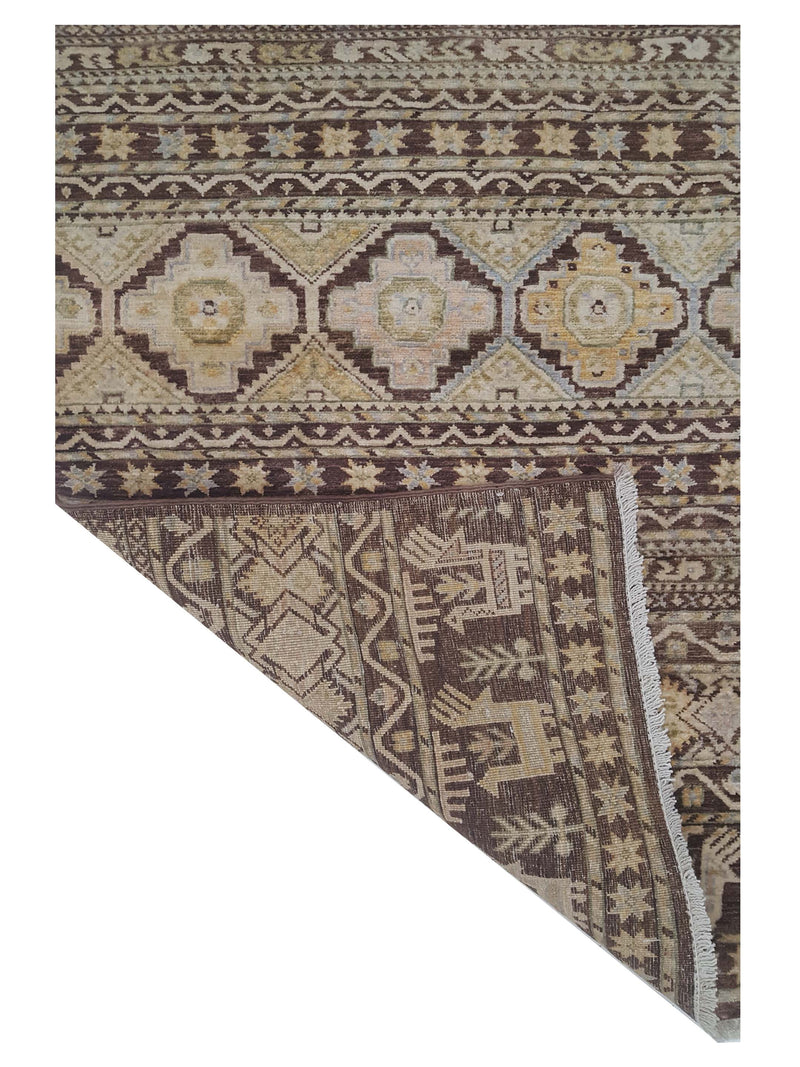 Pacific Khorgeen 42919 Chocolate Beige Traditional Hand Knotted Rug