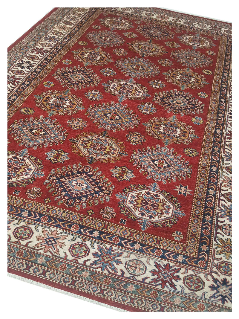 Pacific Kazak Artisan 42921 Red Ivory Traditional Hand Knotted Rug