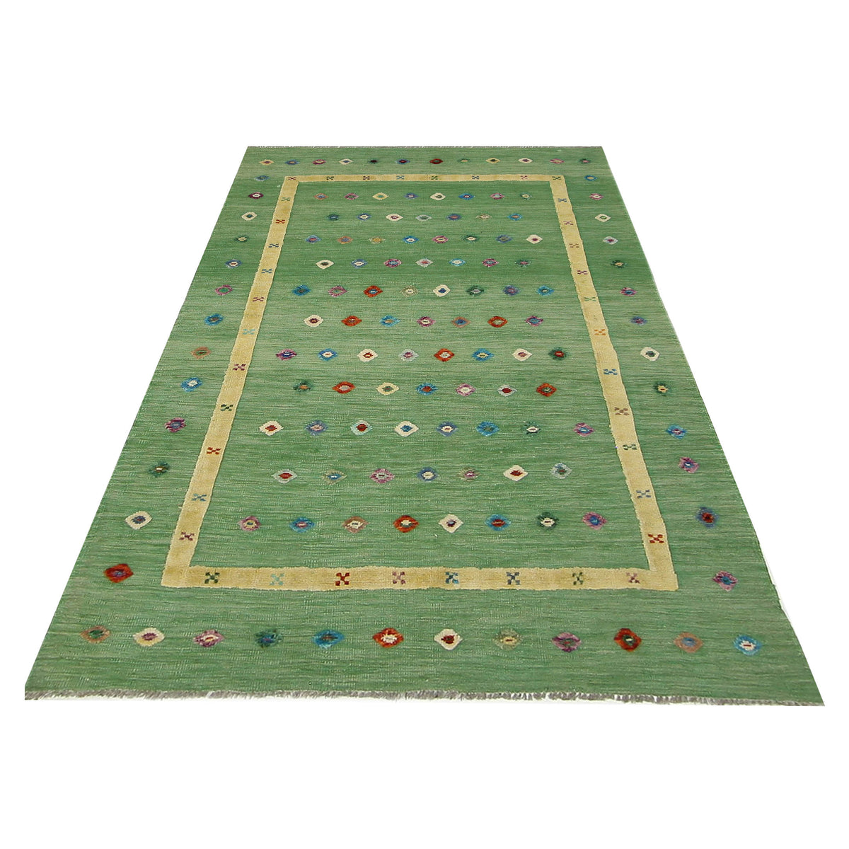 Aira Seville 42946 Green Yellow Kilim Flatweave Rug