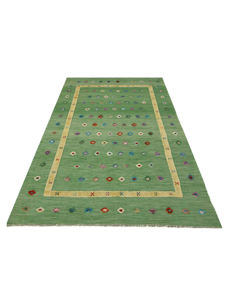 Aira Seville 42946 Green Yellow Kilim Flatweave Rug