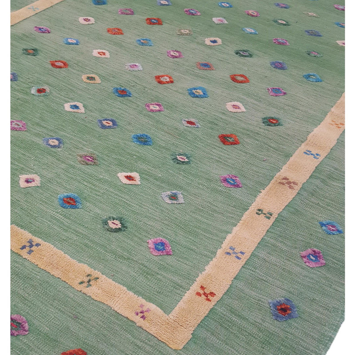 Aira Seville 42946 Green Yellow Kilim Flatweave Rug