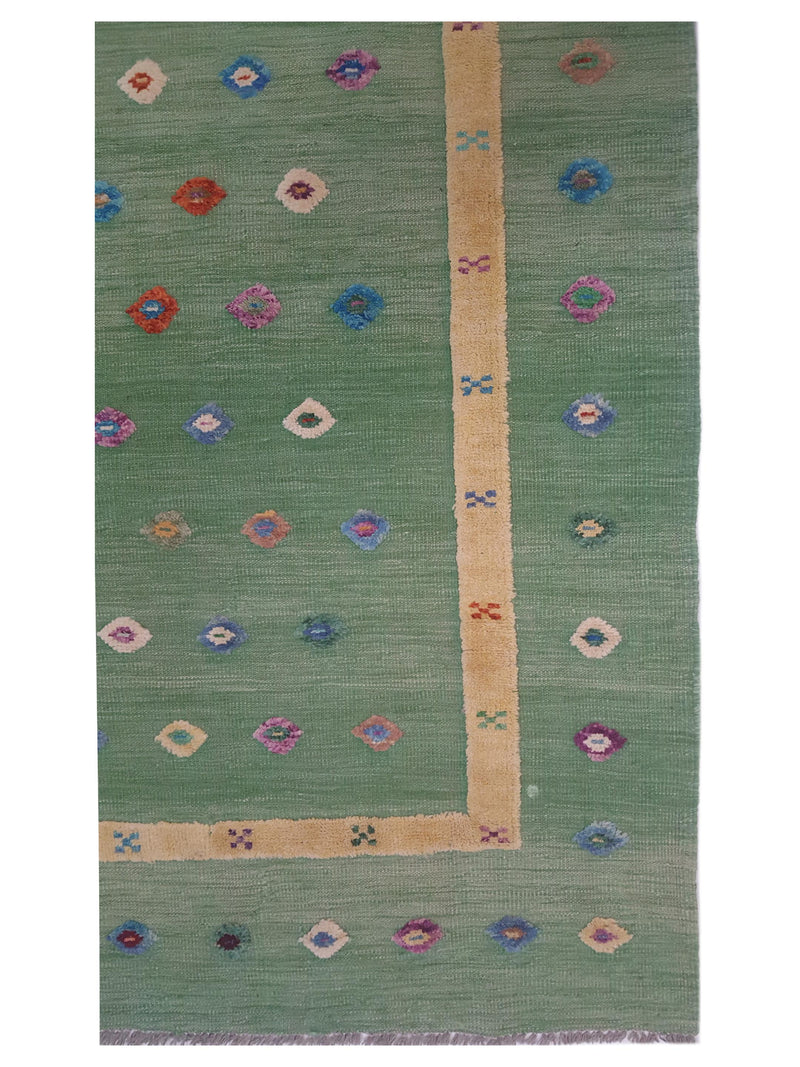 Aira Seville 42946 Green Yellow Kilim Flatweave Rug