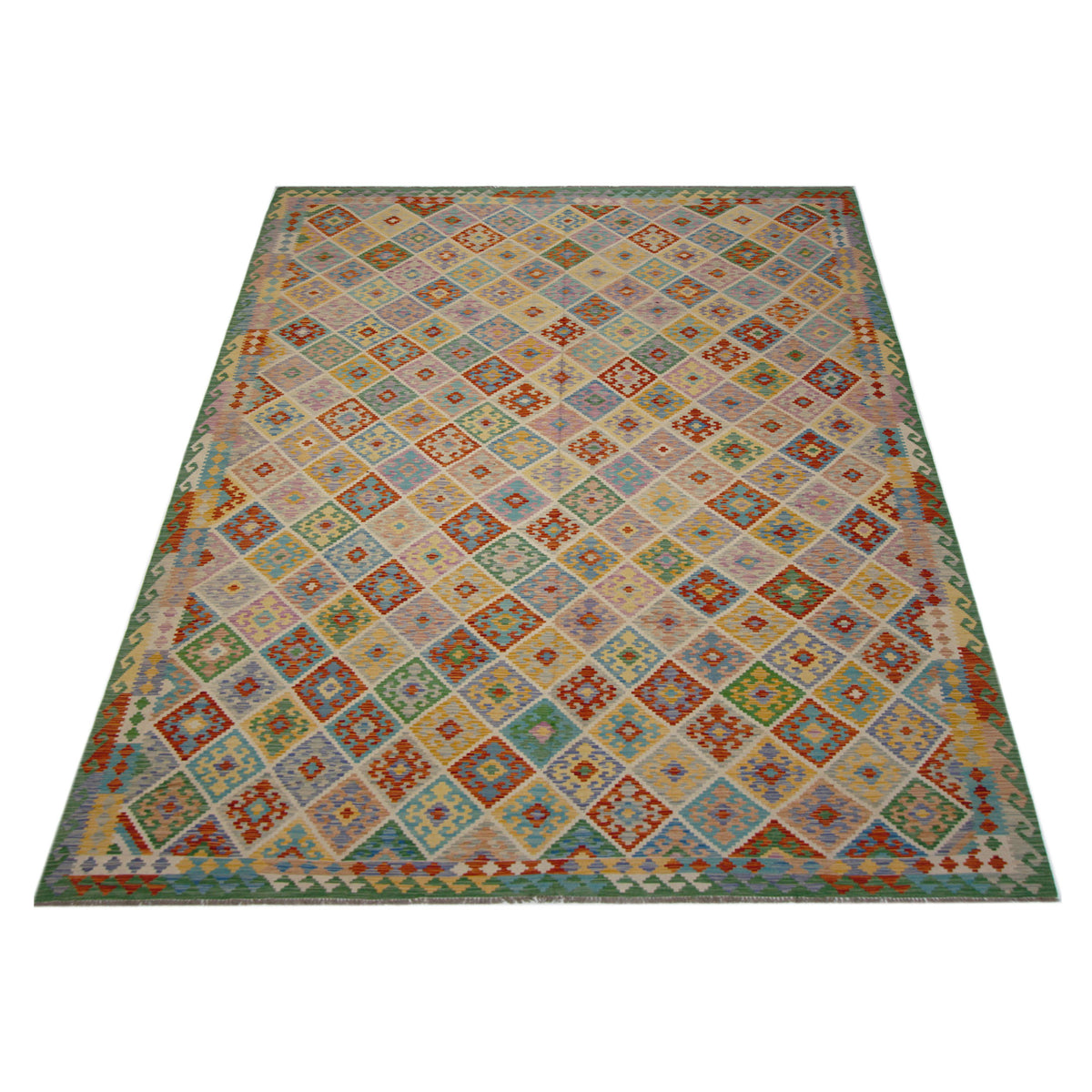 Aura Kilim 42956 Green Mint Kilim Hand Woven Rug