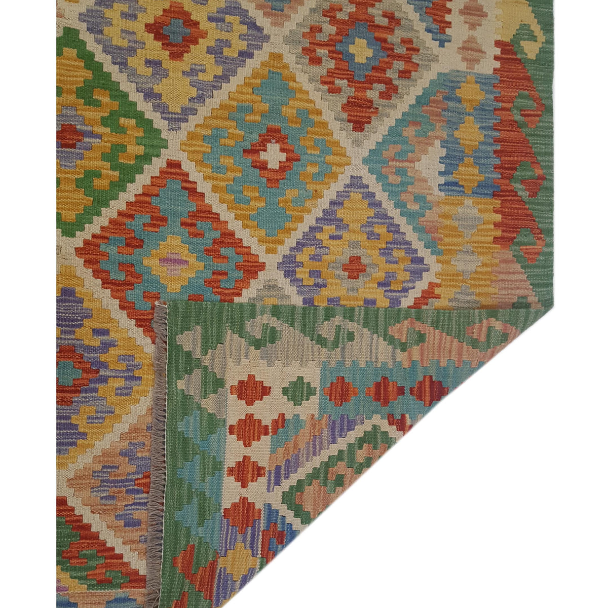 Aura Kilim 42956 Green Mint Kilim Hand Woven Rug