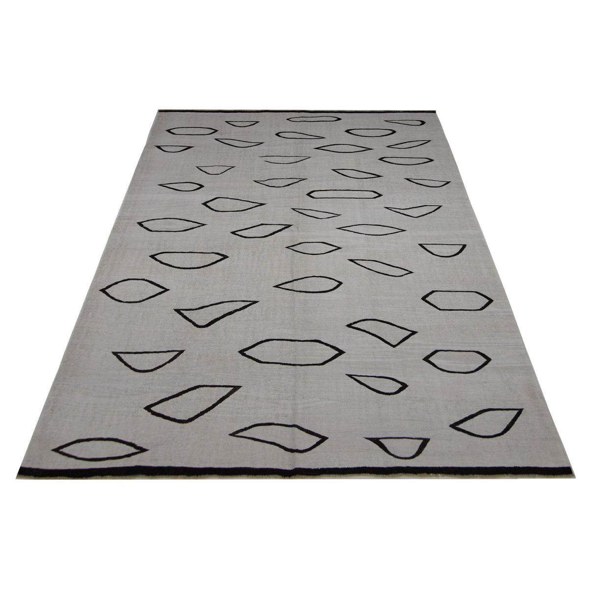Pacific Menorca 42980 White Black Transitional Flatweave Rug