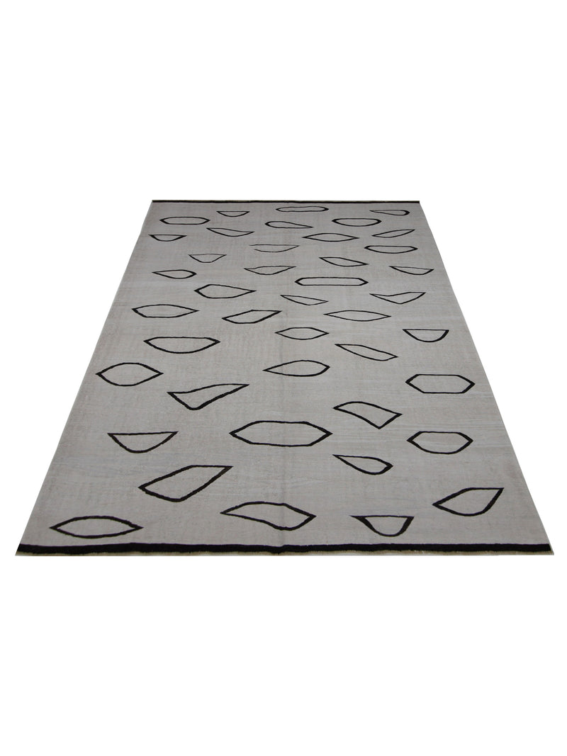 Pacific Menorca 42980 White Black Transitional Flatweave Rug