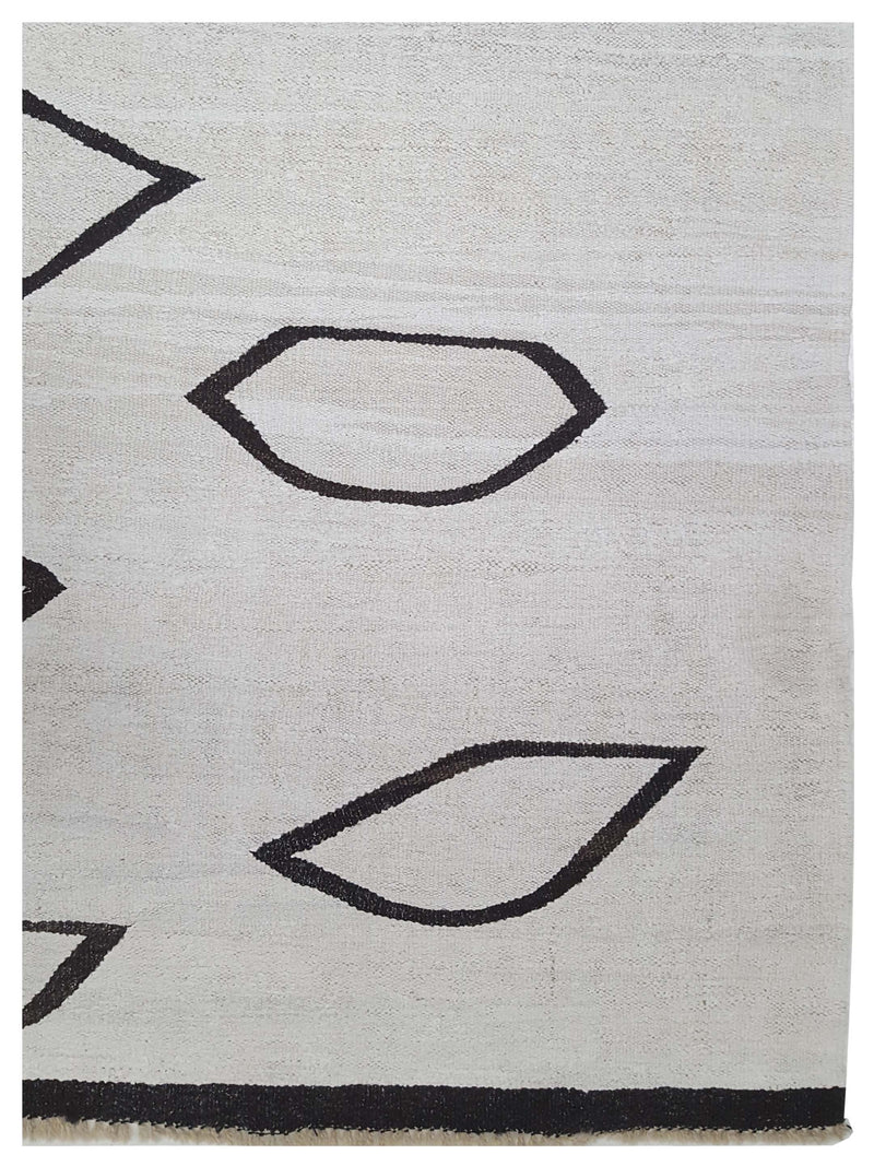 Pacific Menorca 42980 White Black Transitional Flatweave Rug