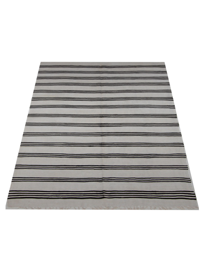 Pacific Menorca 42983 White Black Transitional Flatweave Rug