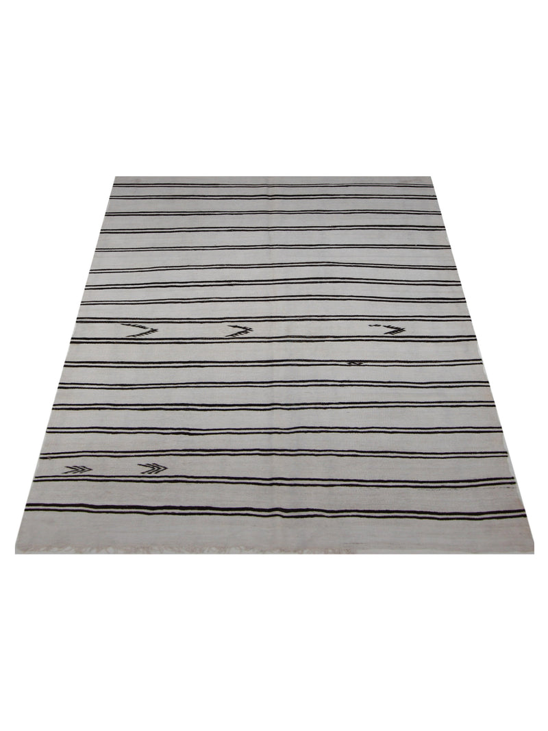 Pacific Malaga 42985 White Black Transitional Flatweave Rug