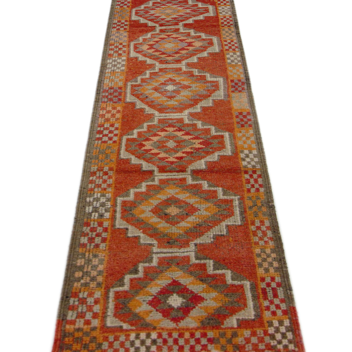 Pacific Kurdish 43039 Grey Orange Transitional Hand Knotted Rug
