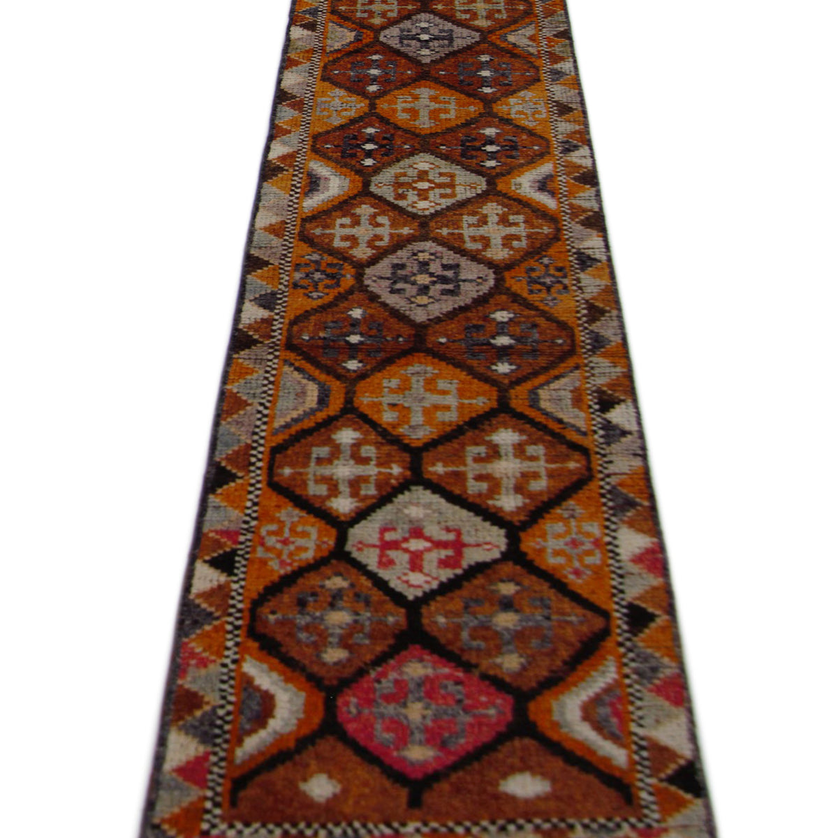 Pacific Kurdish 43045 Grey Orange Transitional Hand Knotted Rug