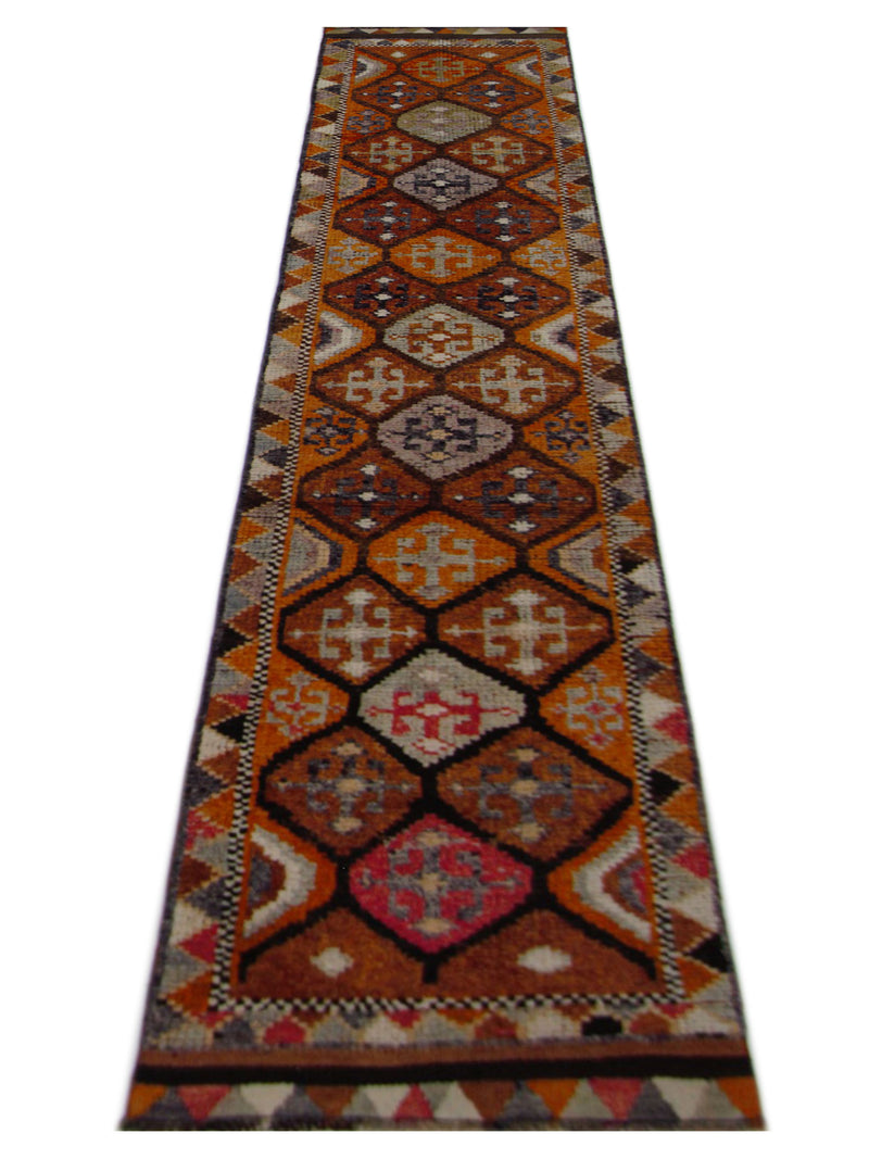 Pacific Kurdish 43045 Grey Orange Transitional Hand Knotted Rug