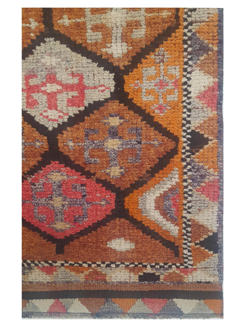 Pacific Kurdish 43045 Grey Orange Transitional Hand Knotted Rug