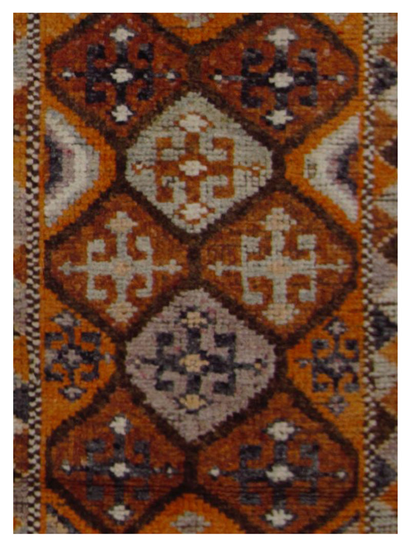 Pacific Kurdish 43045 Grey Orange Transitional Hand Knotted Rug