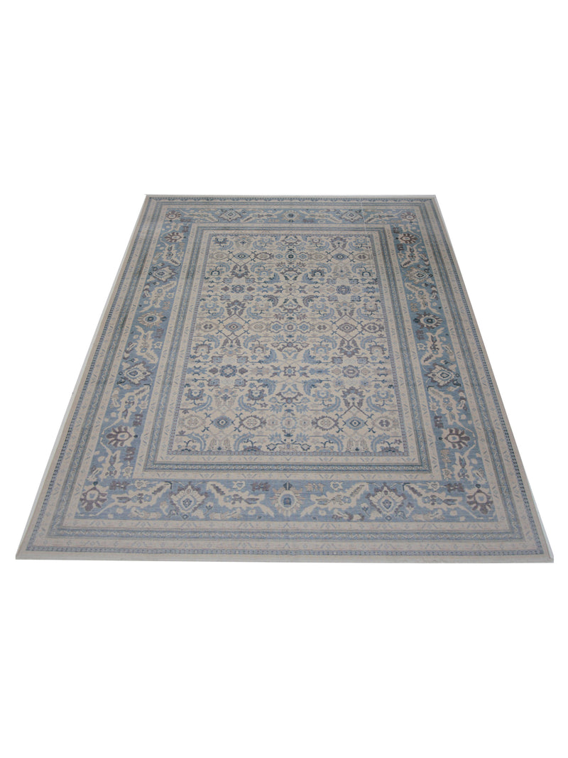 Pacific California 43066 Beige Blue Transitional Hand Finished Rugs