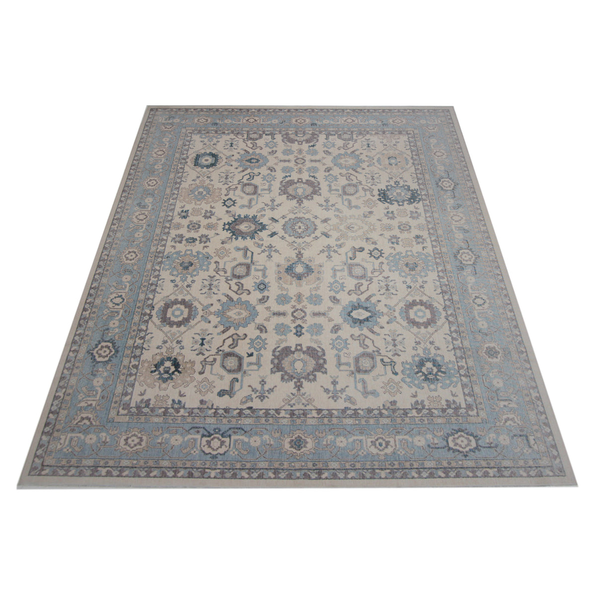 Pacific California 43072 Beige Blue Transitional Hand Finished Rugs