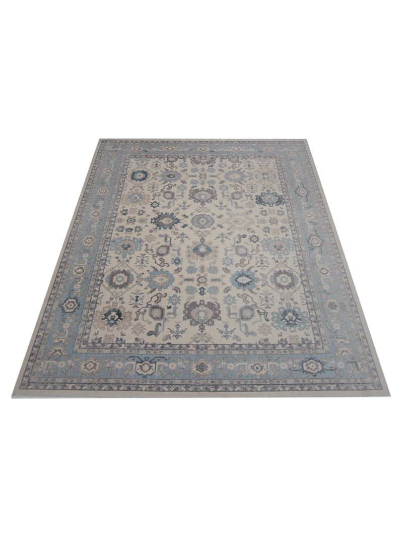 Pacific California 43072 Beige Blue Transitional Hand Finished Rugs