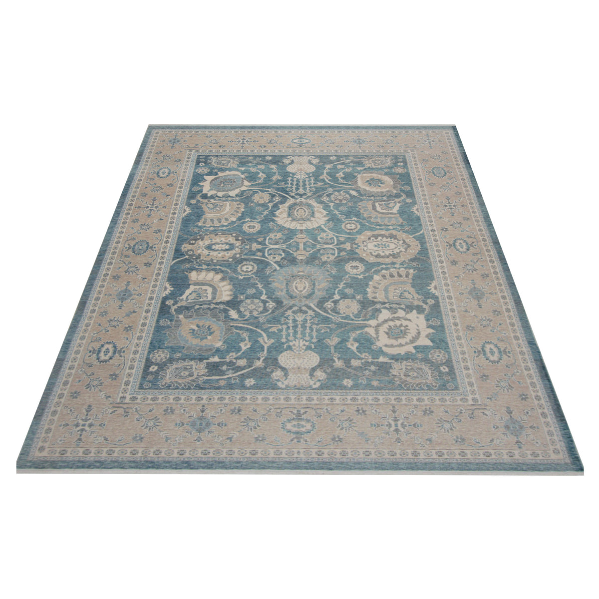 Pacific California 43073 Peacock Beige Transitional Hand Finished Rugs
