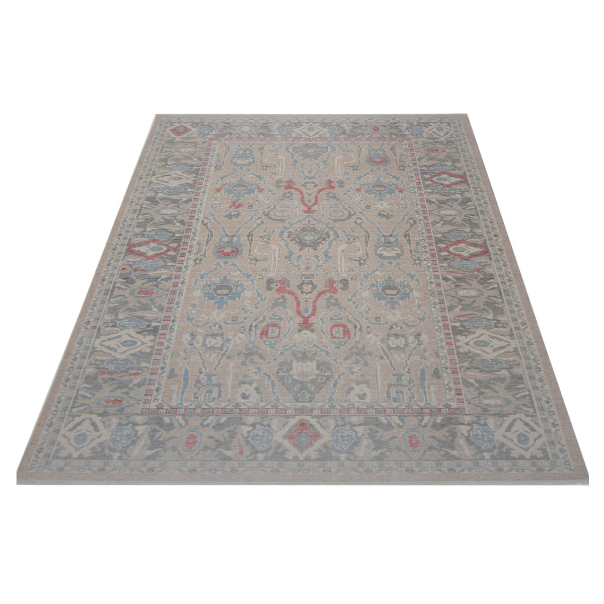 Pacific California 43076 Beige Red Transitional Hand Finished Rugs
