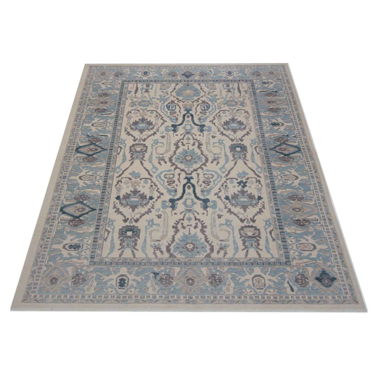 Pacific California 43077 Beige Blue Transitional Hand Finished Rugs