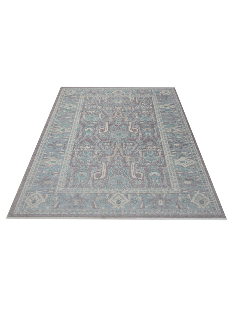 Pacific California 43079 Amethyst Green Blue Transitional Hand Finished Rugs