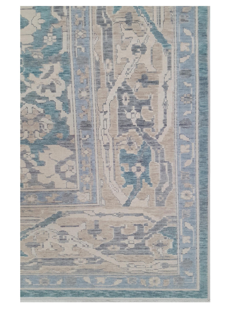 Pacific California 43083 Turquoise Beige Transitional Hand Finished Rugs