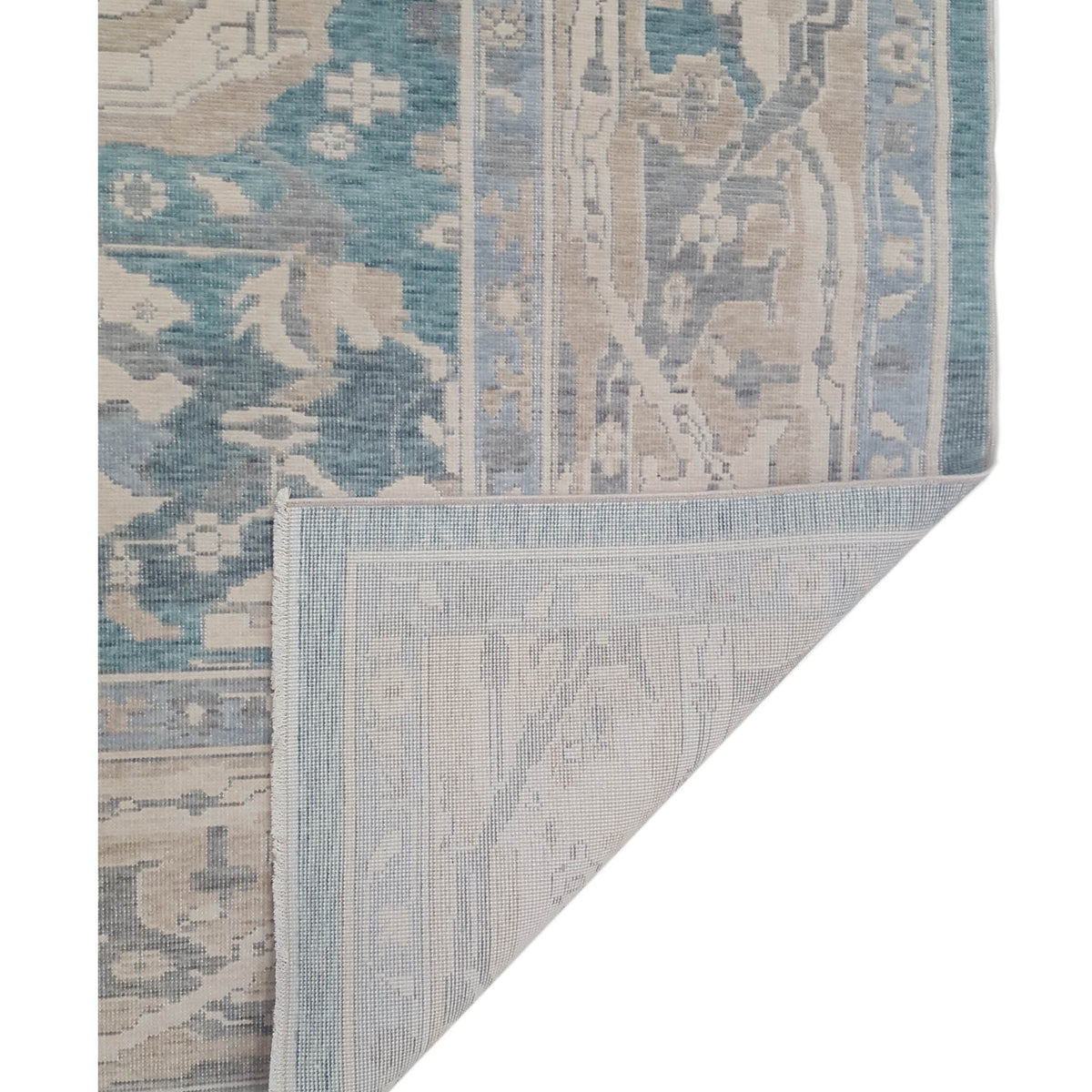Pacific California 43083 Turquoise Beige Transitional Hand Finished Rugs
