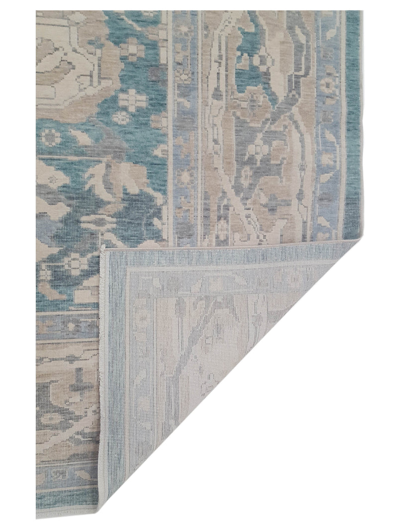 Pacific California 43083 Turquoise Beige Transitional Hand Finished Rugs
