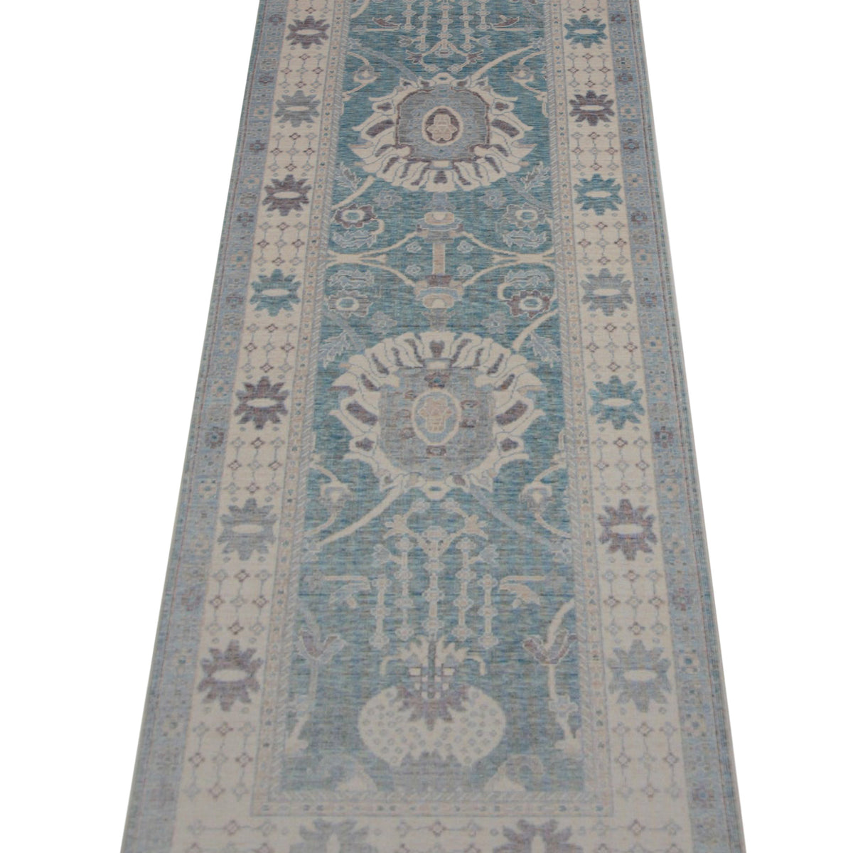 Pacific California 43105 Teal Beige Transitional Hand Finished Rugs