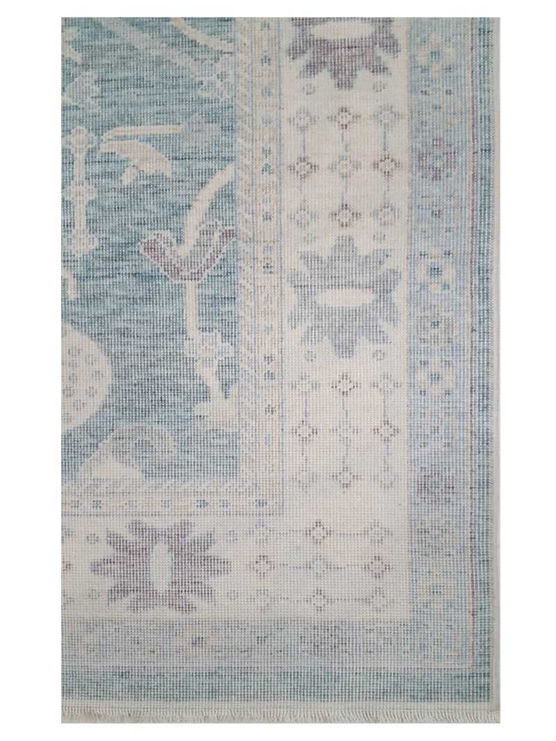 Pacific California 43105 Teal Beige Transitional Hand Finished Rugs