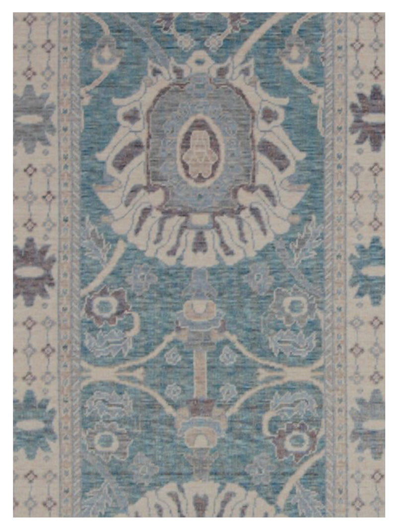 Pacific California 43105 Teal Beige Transitional Hand Finished Rugs