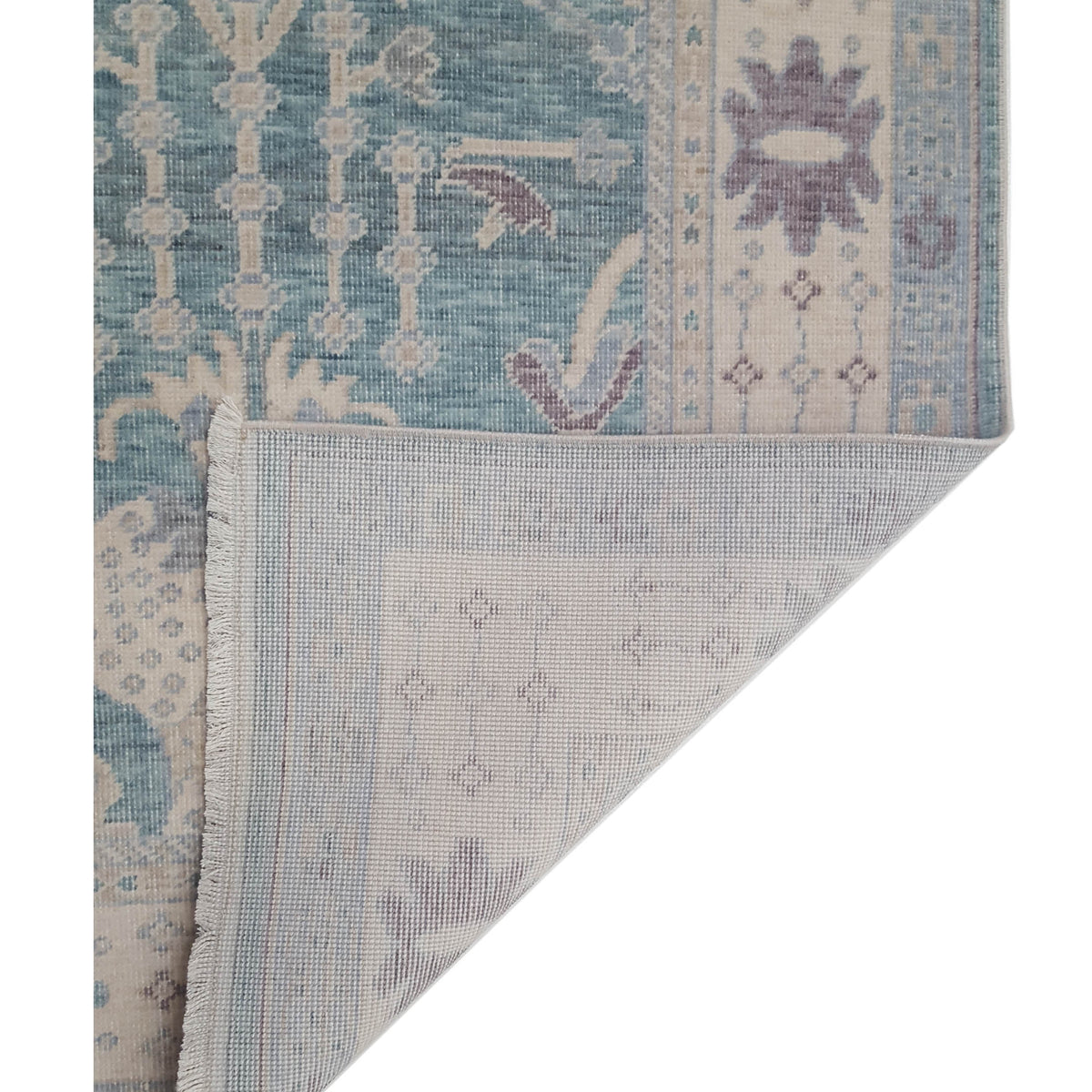 Pacific California 43105 Teal Beige Transitional Hand Finished Rugs
