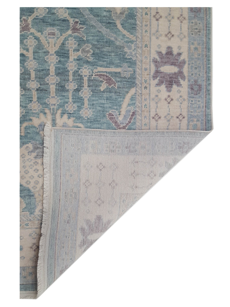 Pacific California 43105 Teal Beige Transitional Hand Finished Rugs