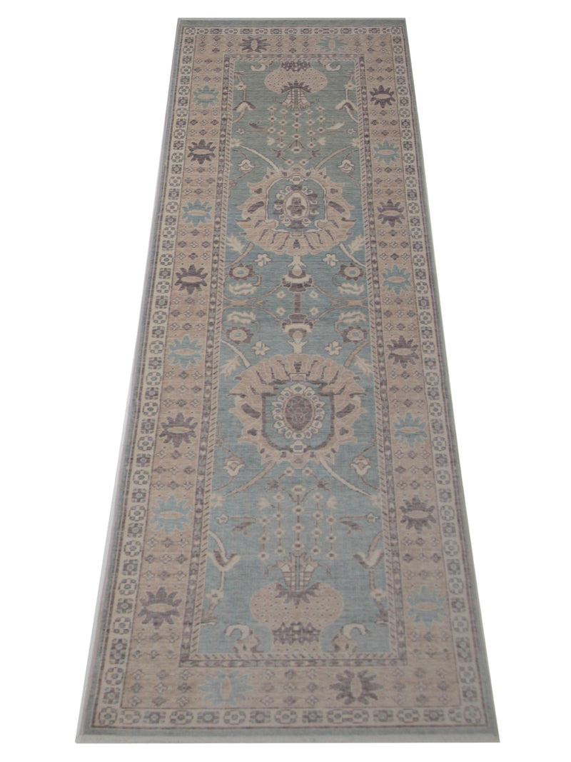 Pacific California 43109 Teal Beige Transitional Hand Finished Rugs