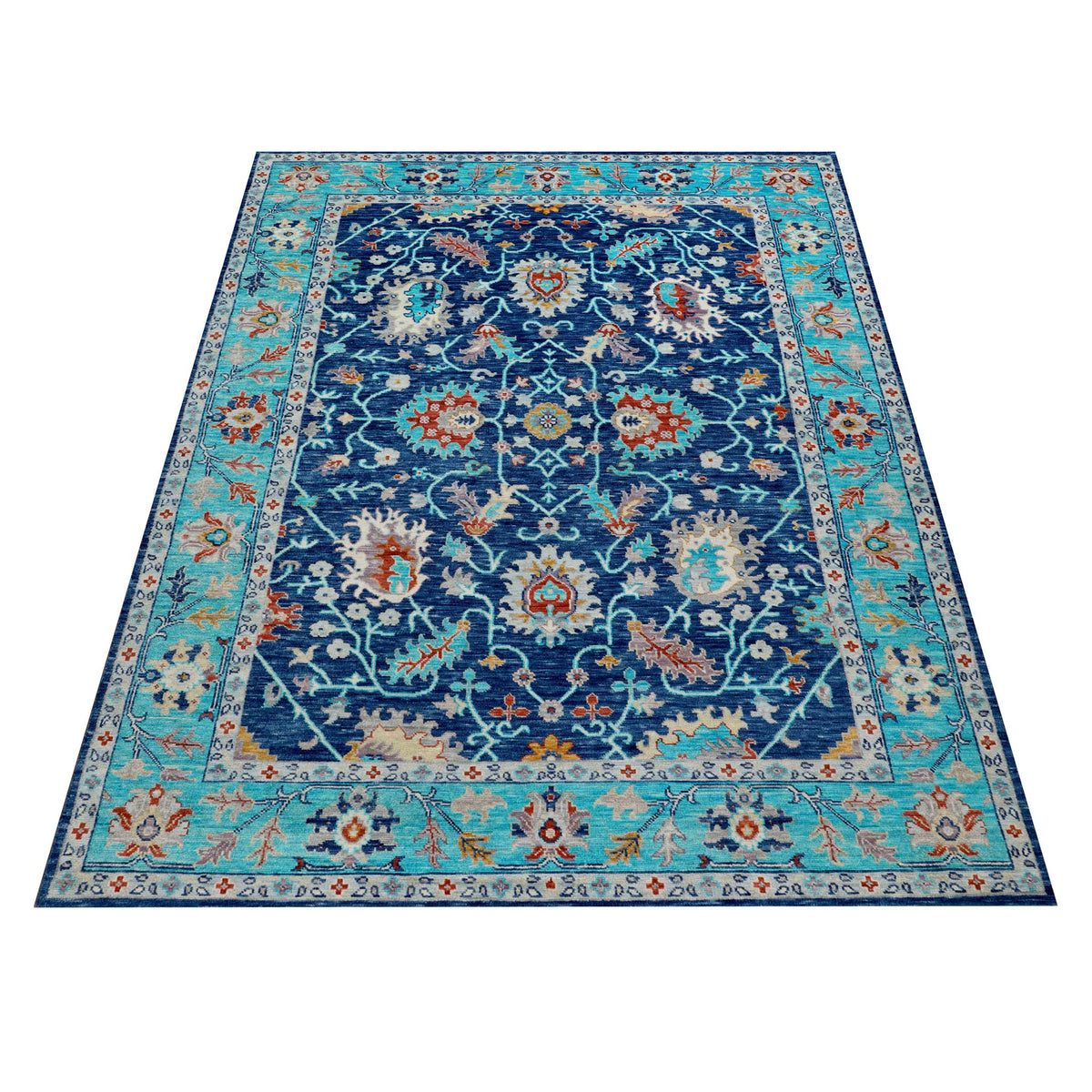 Pacific Anatolian Revival 43176 Navy Turquoise Transitional Hand Knotted Rug