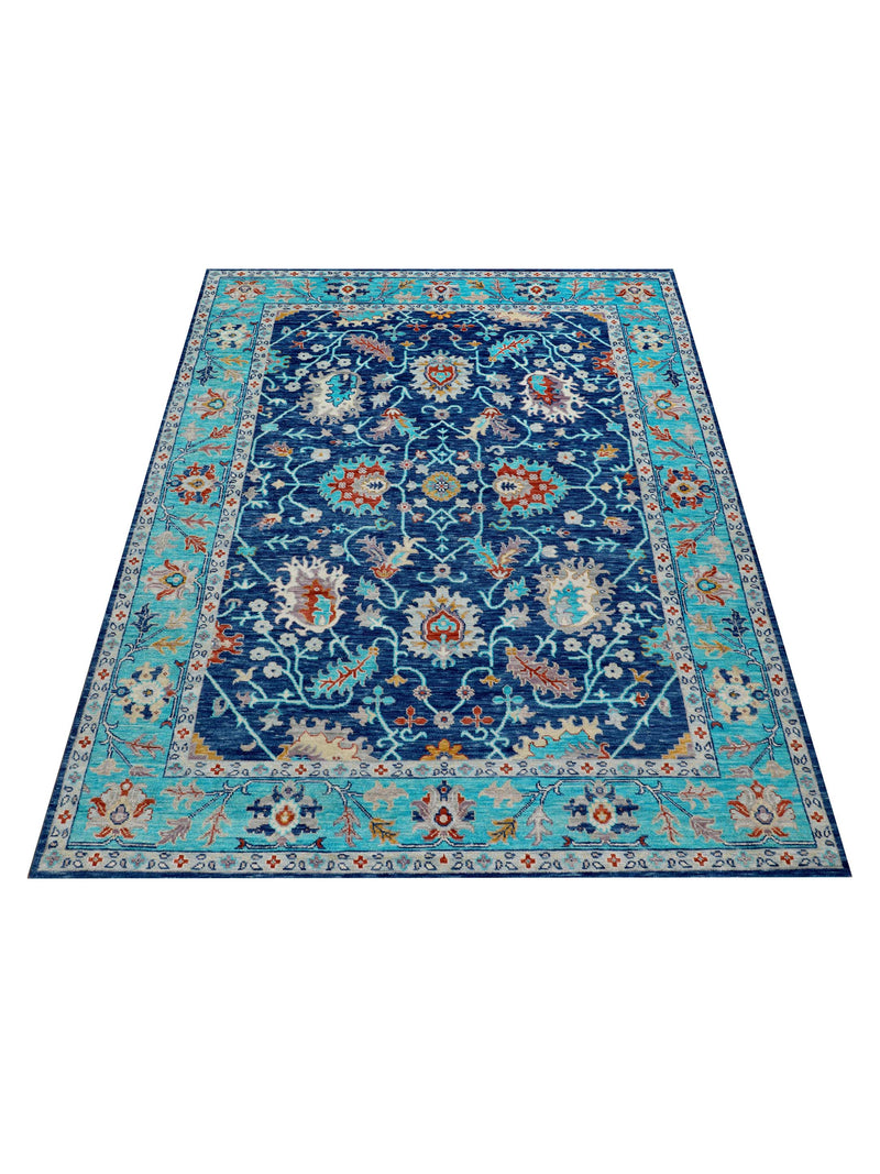 Pacific Anatolian Revival 43176 Navy Turquoise Transitional Hand Knotted Rug