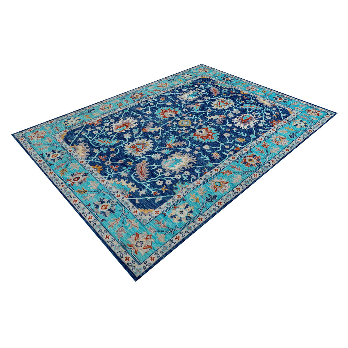 Pacific Anatolian Revival 43176 Navy Turquoise Transitional Hand Knotted Rug