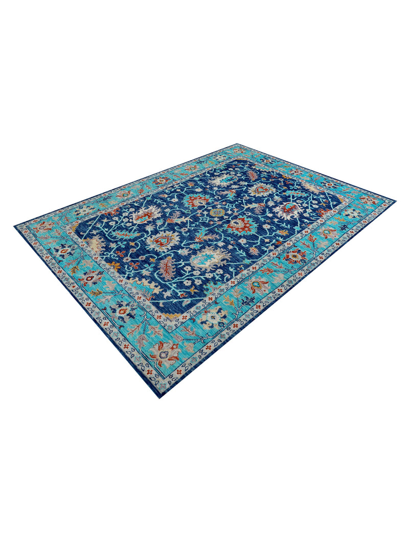 Pacific Anatolian Revival 43176 Navy Turquoise Transitional Hand Knotted Rug