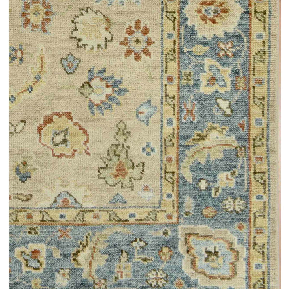 Pacific West Village 43196 Camel Blue Transitional Hand Knotted Rug
