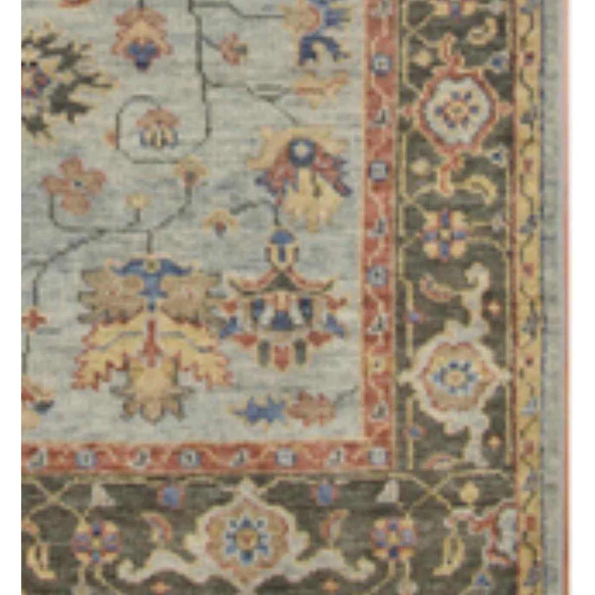 Pacific West Village 43197 Aqua Brown Transitional Hand Knotted Rug