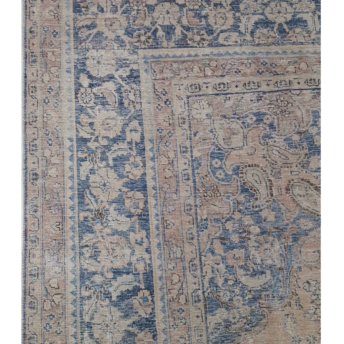 Pacific Vintage 43206 Coral Blue Vintage Hand Knotted Rug