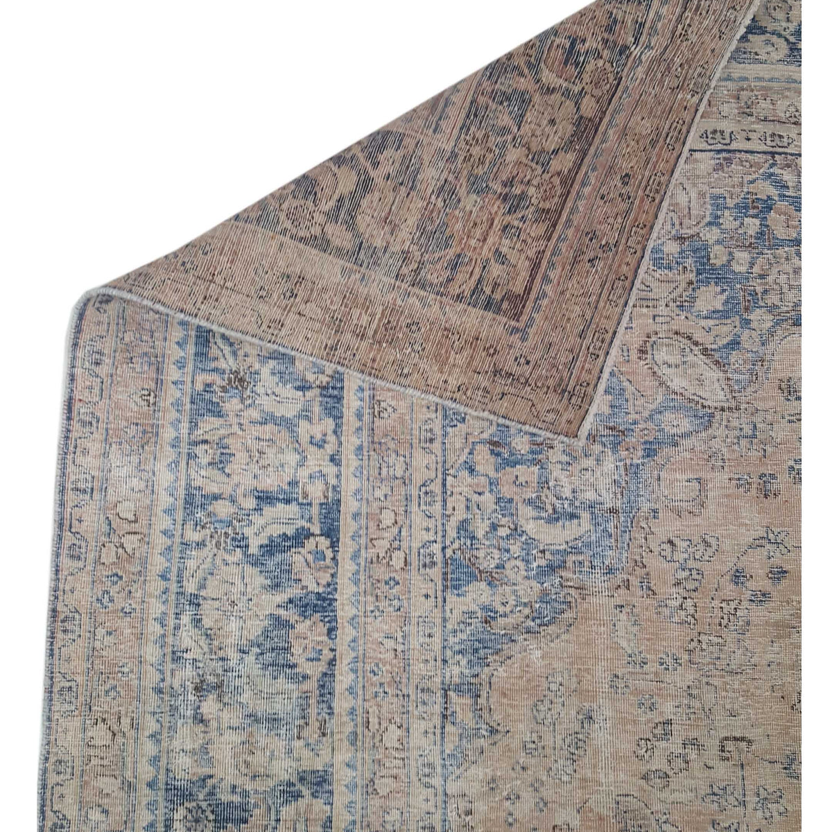 Pacific Vintage 43206 Coral Blue Vintage Hand Knotted Rug