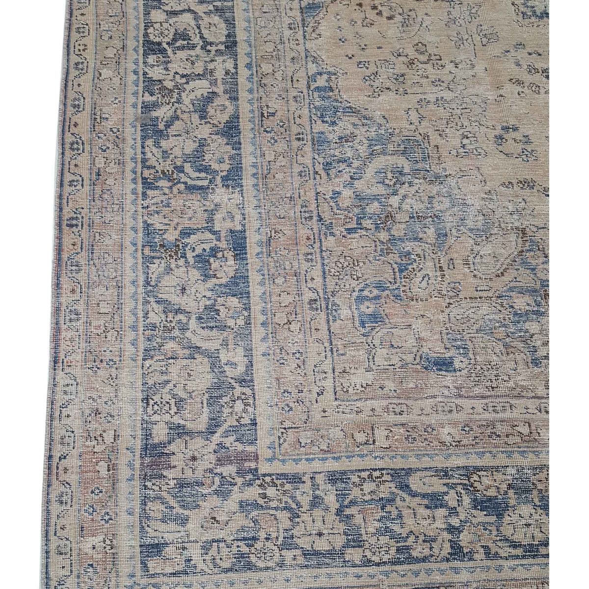 Pacific Vintage 43206 Coral Blue Vintage Hand Knotted Rug