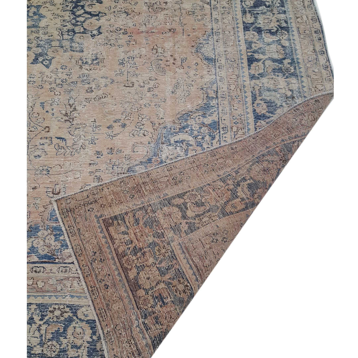 Pacific Vintage 43206 Coral Blue Vintage Hand Knotted Rug