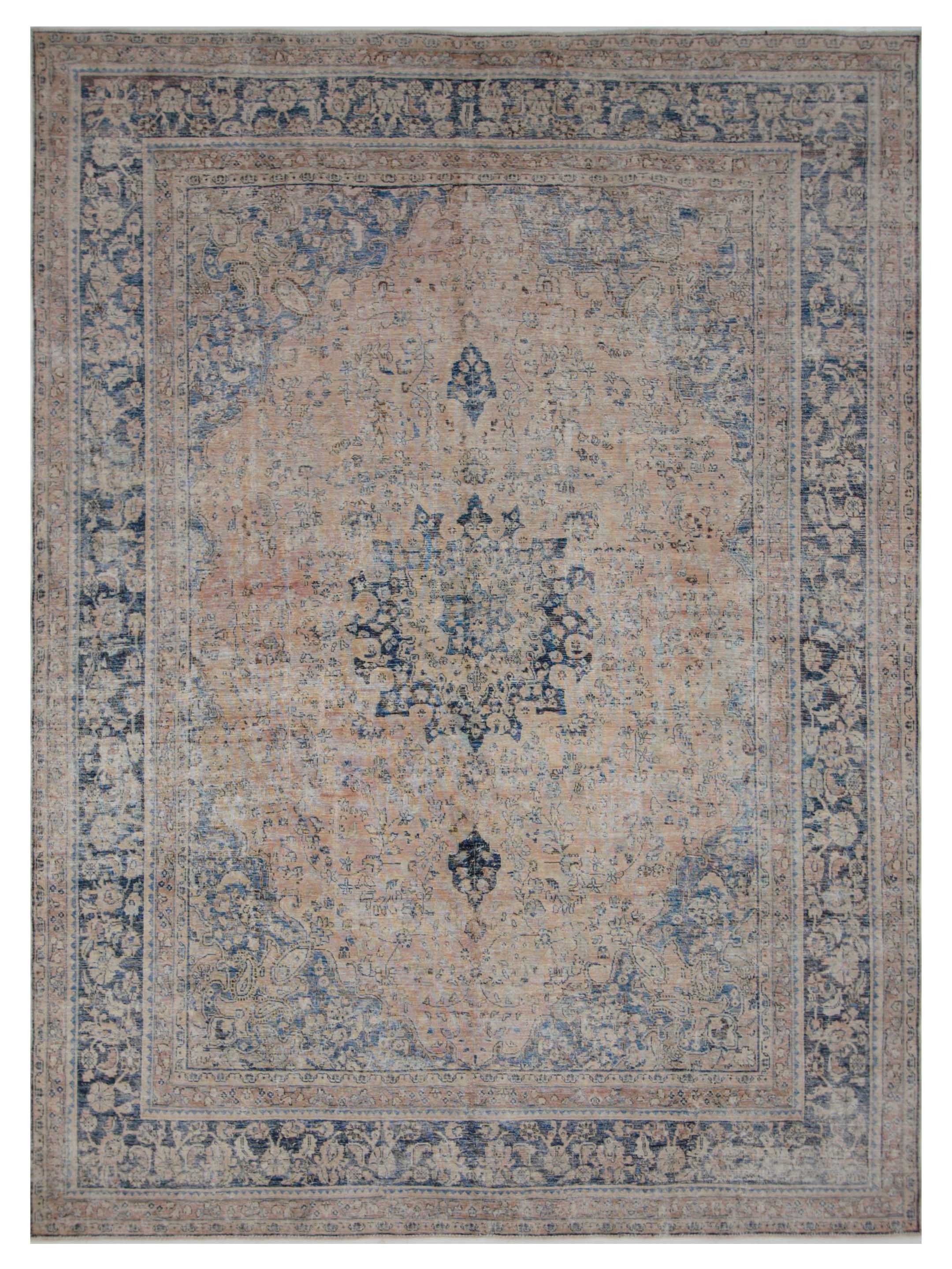 Pacific Vintage 43206 Coral Blue Vintage Hand Knotted Rug – Pacific Rugs