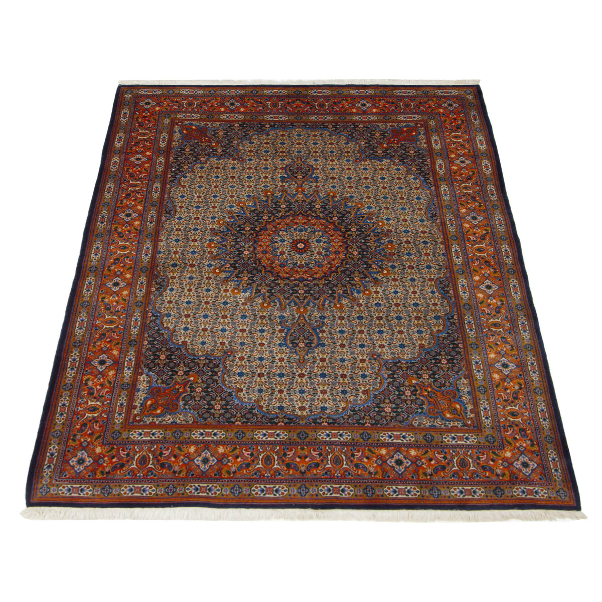 Fasa Bijar 43207 Navy Red Traditional Hand Knotted Rug