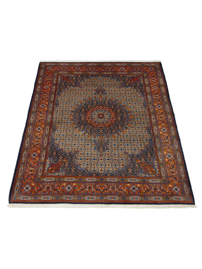 Fasa Bijar 43207 Navy Red Traditional Hand Knotted Rug